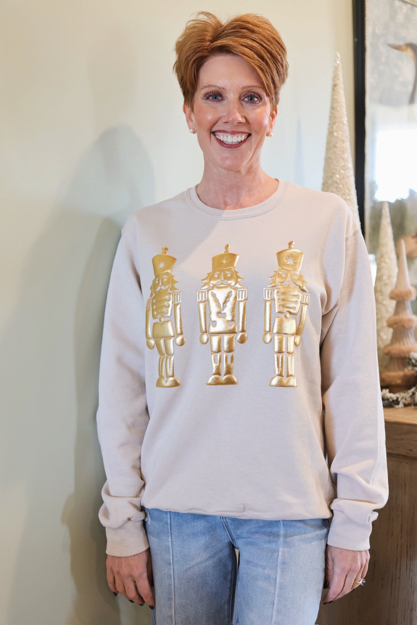 Nutcracker Metallic Puff Graphic Sweatshirt