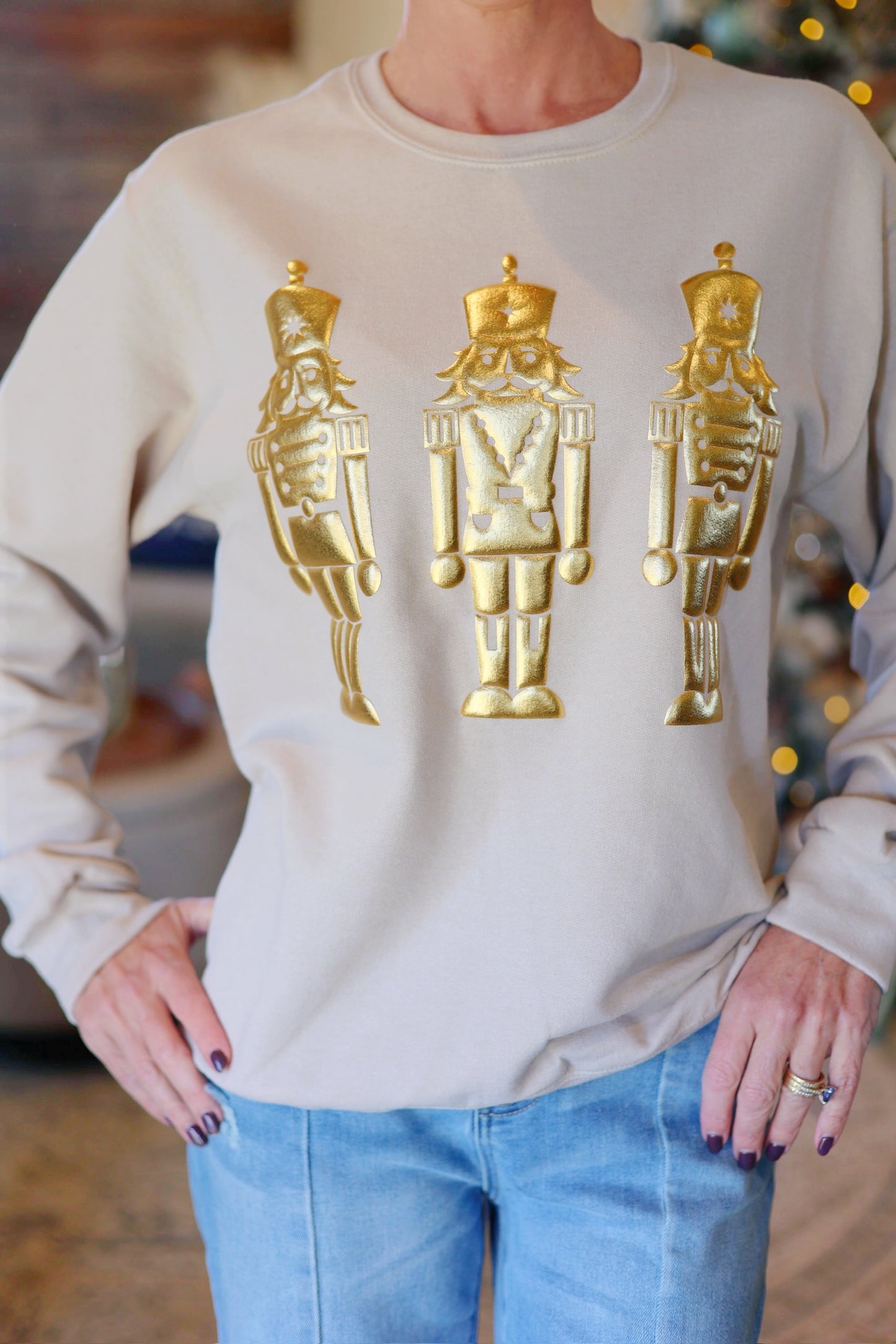 Nutcracker Metallic Puff Graphic Sweatshirt