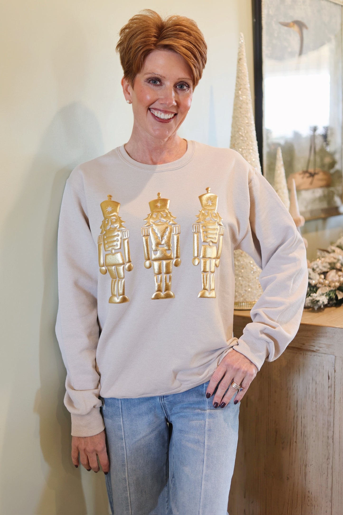 Nutcracker Metallic Puff Graphic Sweatshirt